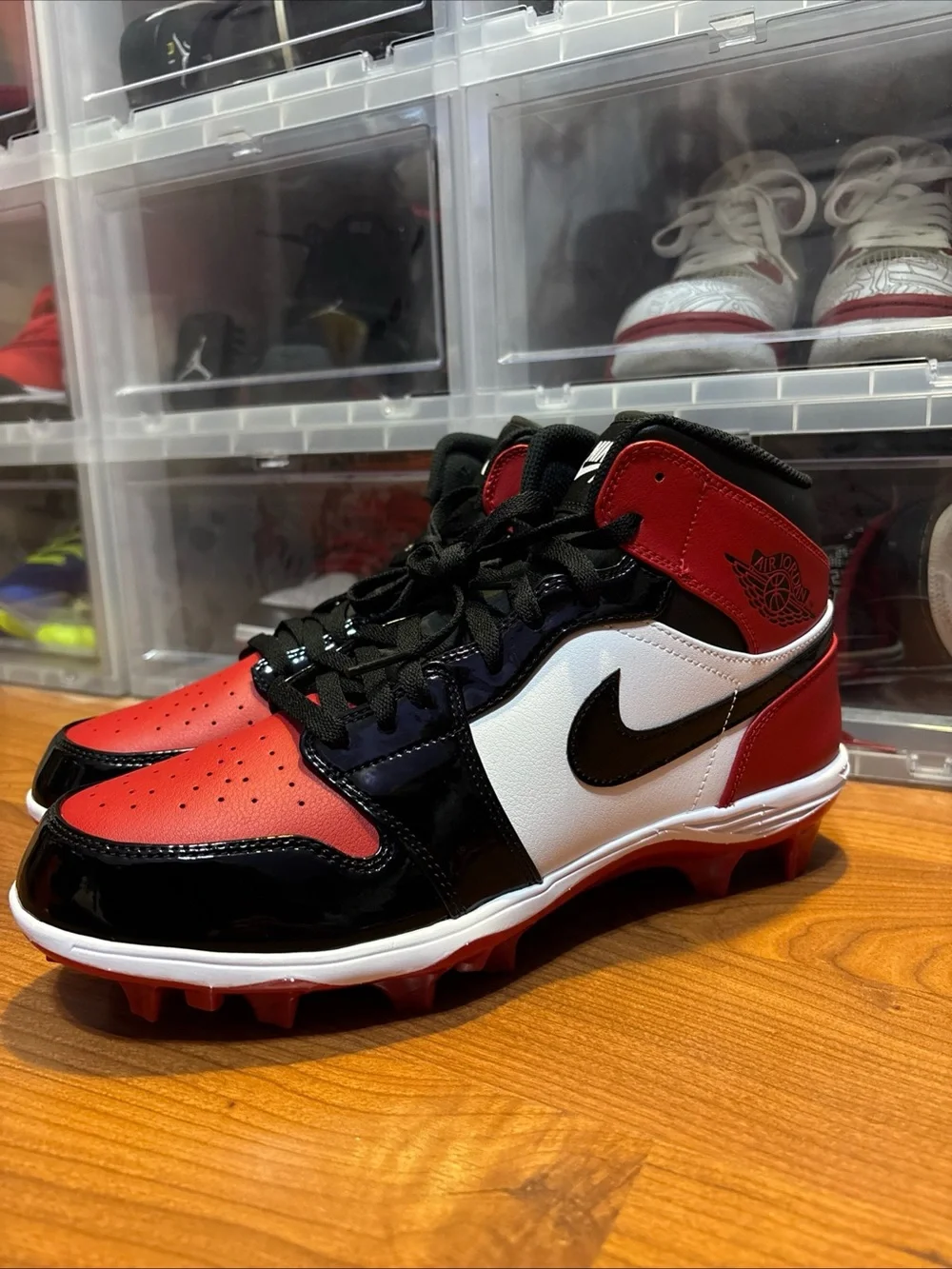 Air Jordan 1 Mid TD Cleat Bred Toe FJ6805-601 Football Cleats Men’s NWOB
